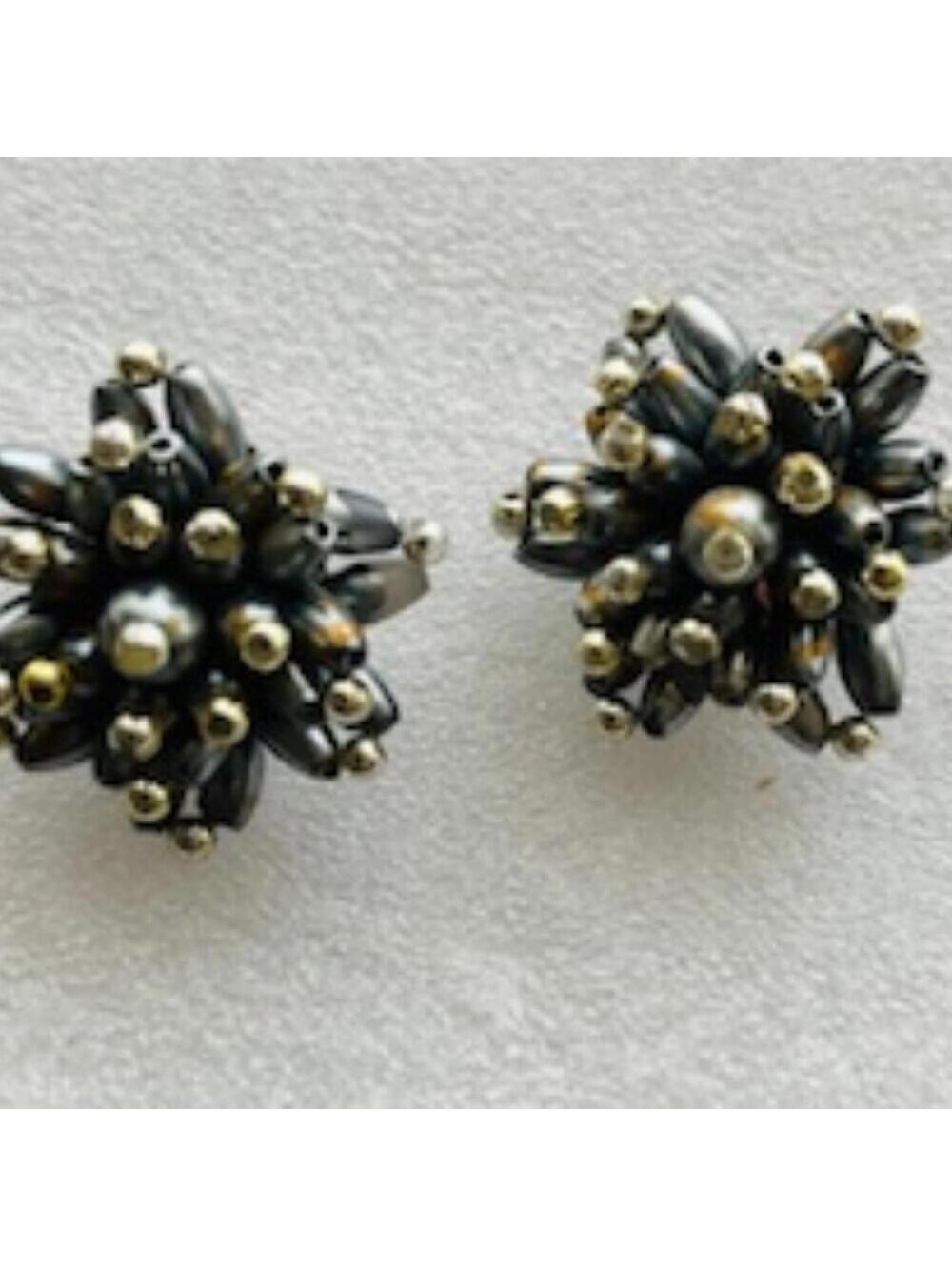 Vintage Zina of Beverly Hills sterling silver "fireworks" beaded  earrings.